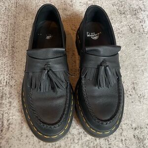 Dr. Martens Black Tassel Adrian  Slip-On Loafers with Yellow Stitching